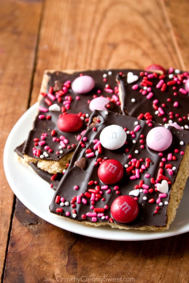 Valentine's Day Chocolate Bark Recipe - Crunchy Creamy Sweet