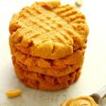 Stack of four peanut butter cookies.