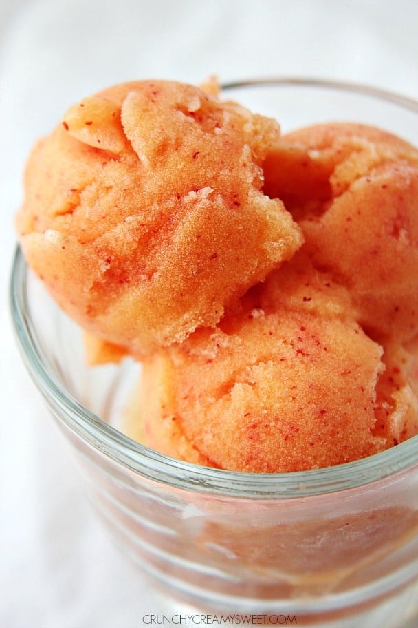 3-Ingredient Peach Sorbet Recipe @crunchycreamysw