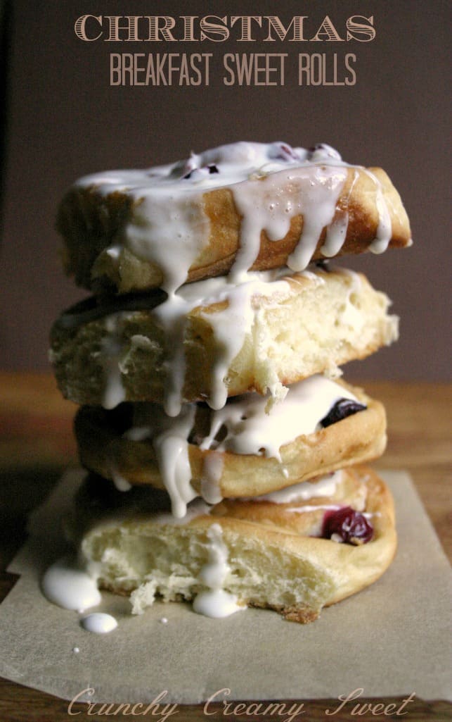 Cranberry Coconut Sweet Rolls with Spiked Eggnog Cream Cheese Glaze CrunchyCreamySweet.com #breakfast #holidays