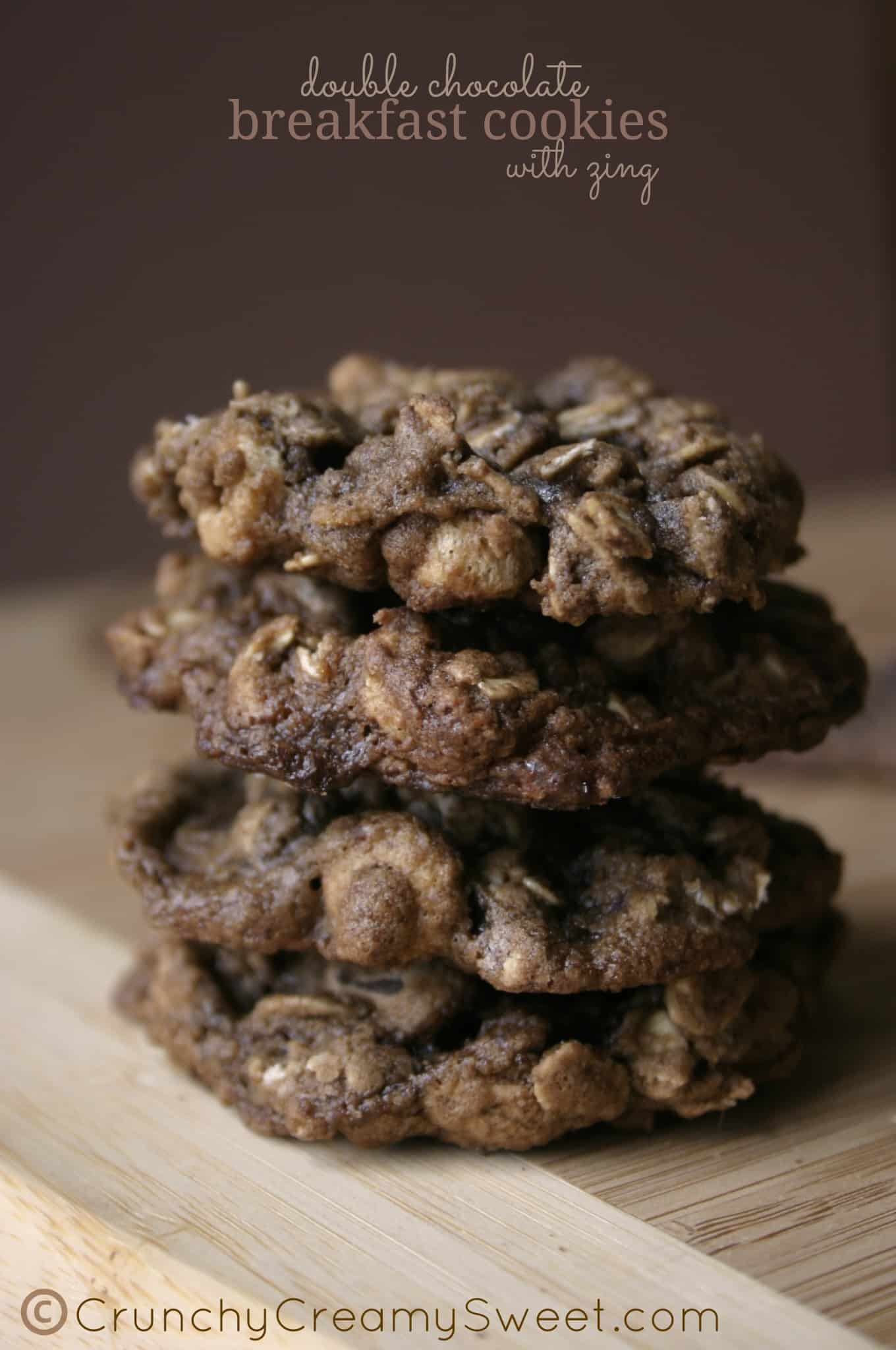 Double Chocolate Breakfast Cookies with Zing CrunchyCreamySweet.com