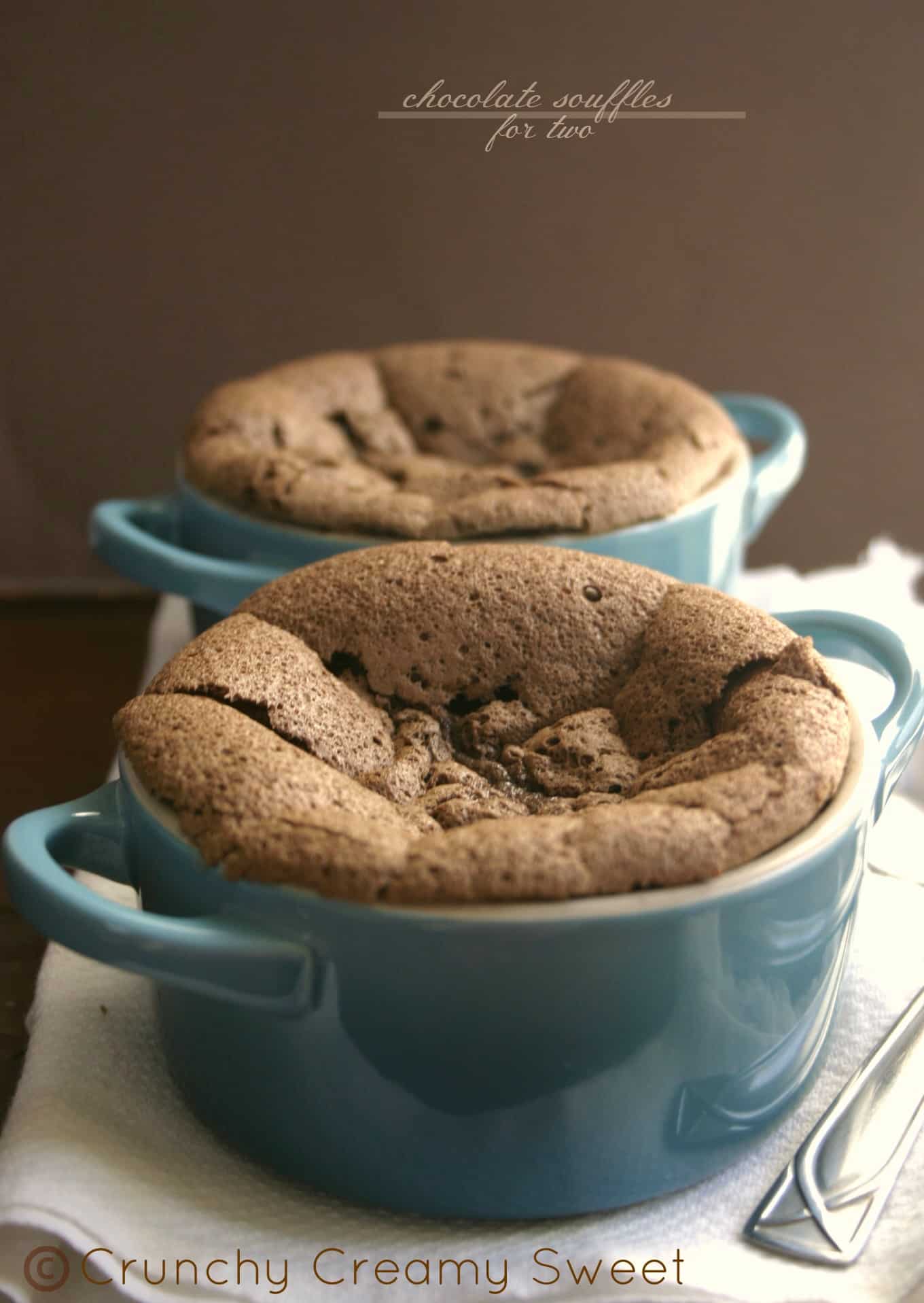 Chocolate Souffles For Two and Le Creuset Giveaway CrunchyCreamySweet.com