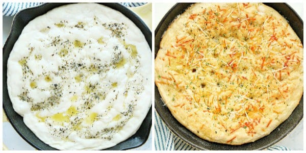Step 3 and 4 to make Skillet Focaccia.