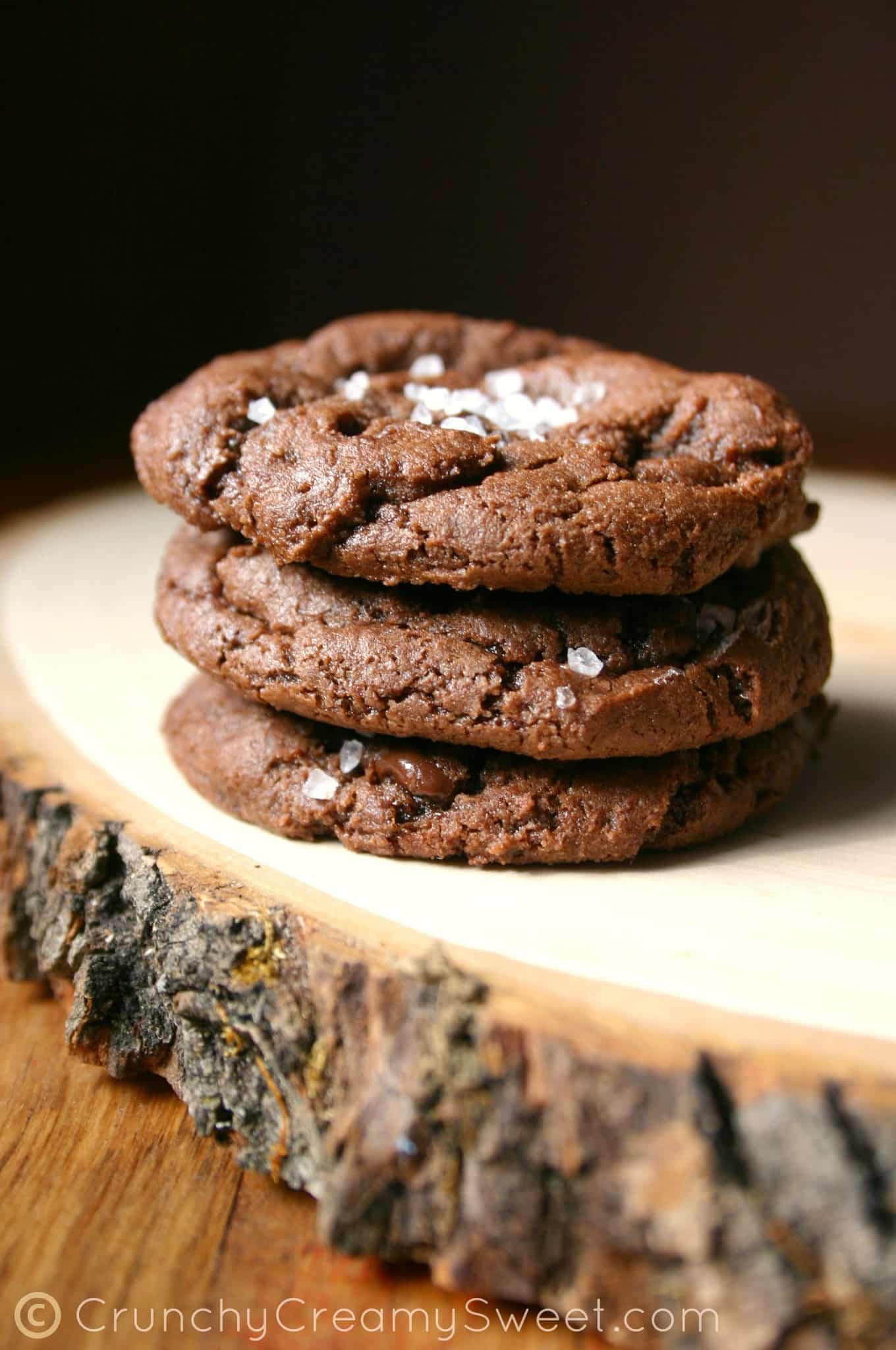 Chocolate Fudge Cookies with Sea Salt CrunchyCreamySweet.com