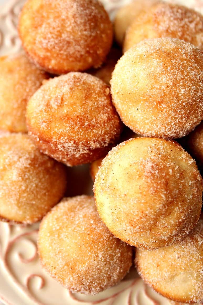 Cinnamon Sugar Mini Donut Muffins Mini muffins on plate.