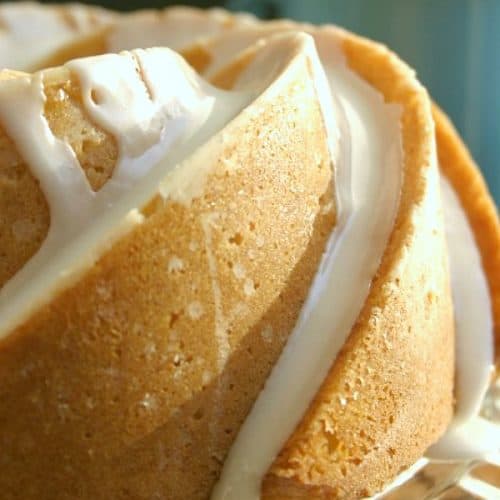 Lemon Bundt Cake side view.