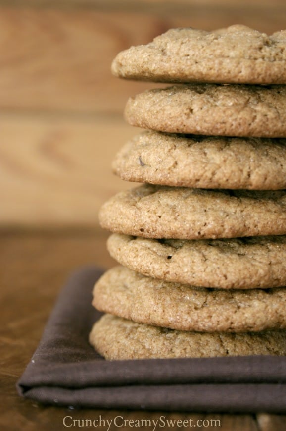 Close up shot of stack of whole wheat cookies.