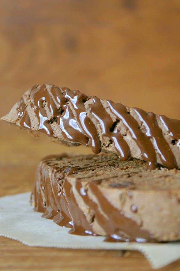 Two slices of Double Chocolate Biscotti.