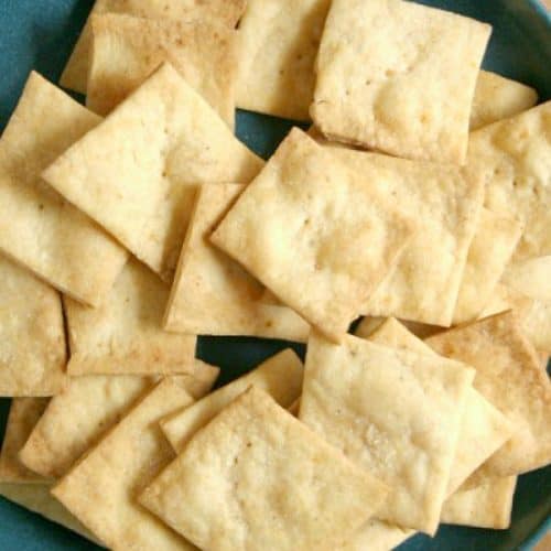 Homemade Crackers on a plate.