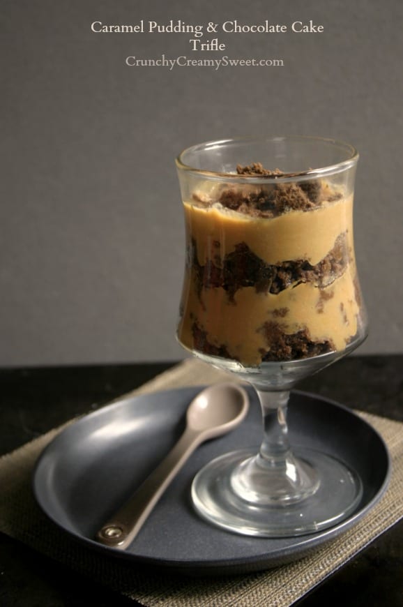 Salted Caramel Pudding Chocolate Cake Trifle | CrunchyCreamySweet.com