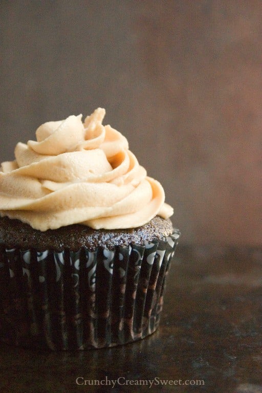 Chocolate cupcakes with peanut butter filling.