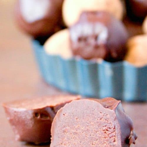 Brownie Batter Truffles in a tin.