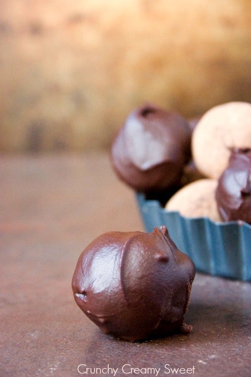 Brownie batter truffles dipped in chocolate
