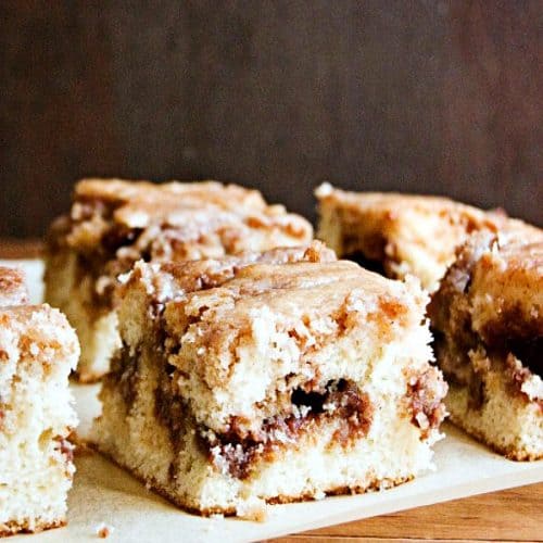 Cake pieces on a parchment paper.