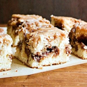 Cake pieces on a parchment paper.