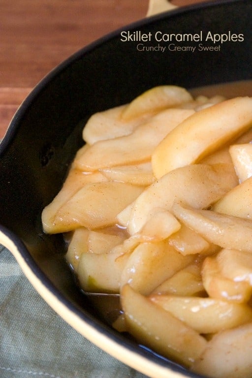 Easy Skillet Caramel Apples are a must this fall. Great as pancake toppings, crepe filling or and addition to your morning oatmeal.