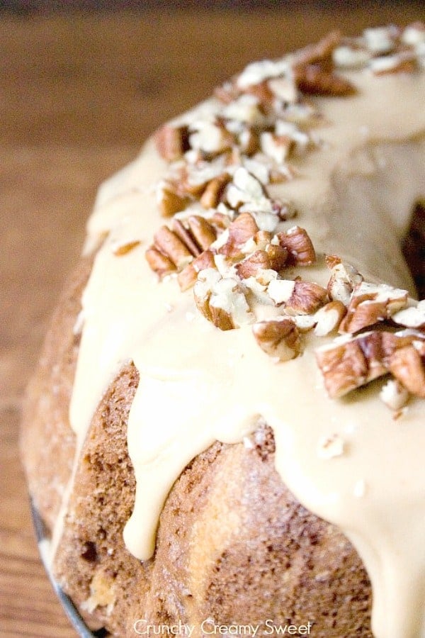 Side View of Apple Bundt Cake.