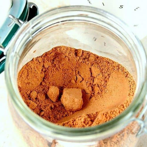 Homemade Hot Chocolate Mix in a jar.