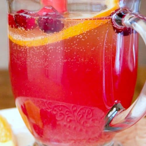 Orange Cranberry Spritzer in a glass.
