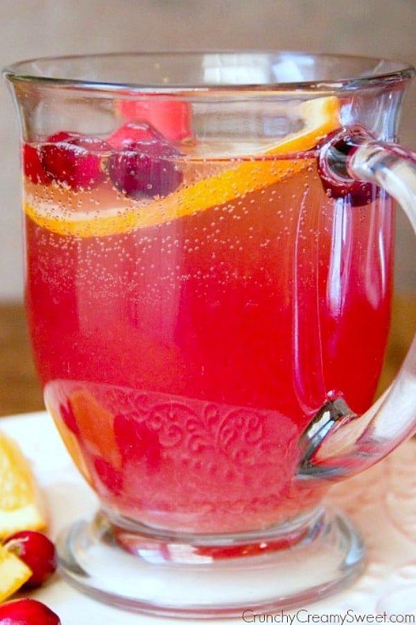 Orange Cranberry Spritzer in a glass.