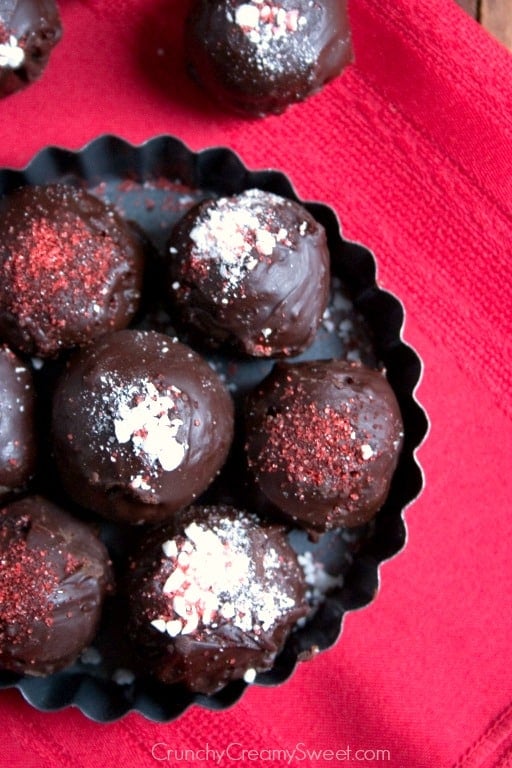 Holiday Oreo Cookie Balls with Crushed Candy Canes