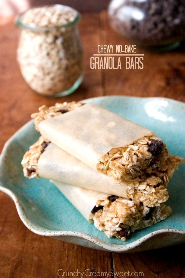 Chewy No-Bake Granola Bars www.crunchycreamysweet.com