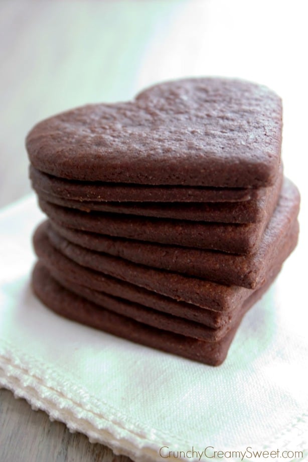 Side shot of stack of shortbread cookies.