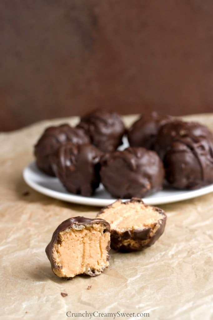Chocolate Crunch Peanut Butter Balls - you will love these little balls of sweet goodness! Perfect for chocolate and peanut butter lovers!