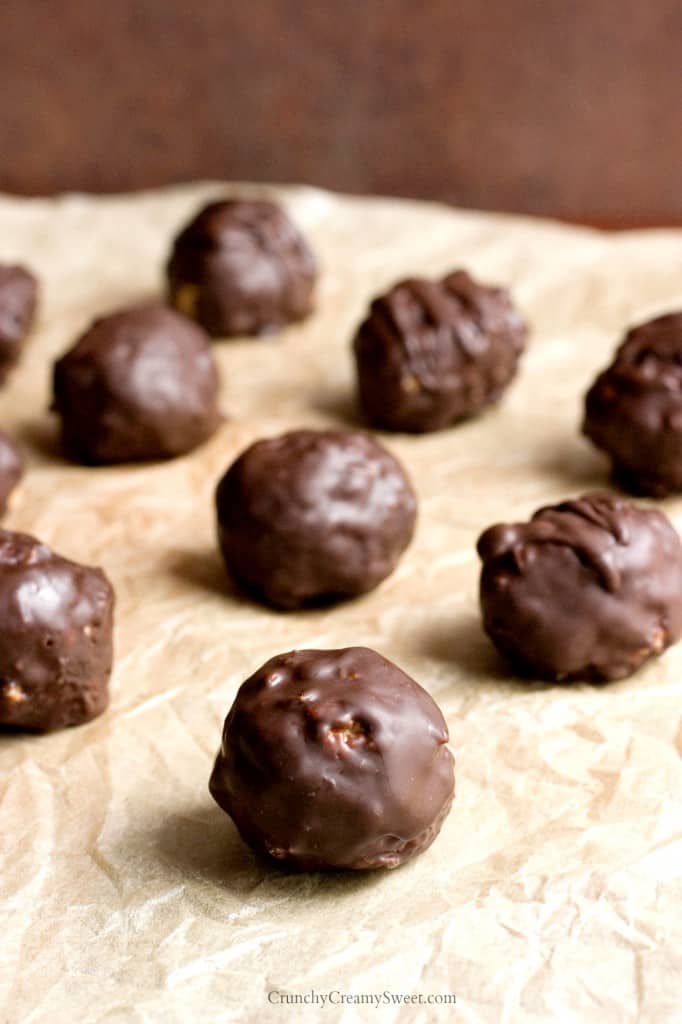 Chocolate Crunch Peanut Butter Balls - you will love these little balls of sweet goodness! Perfect for chocolate and peanut butter lovers!