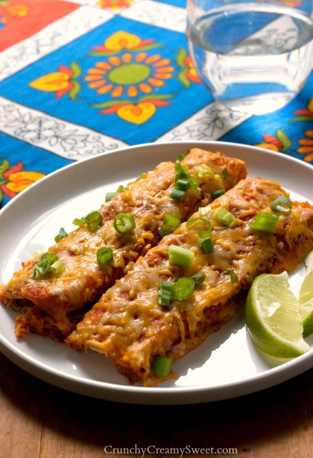 Black Beans and Quinoa Enchiladas Recipe from crunchycreamysweet.com