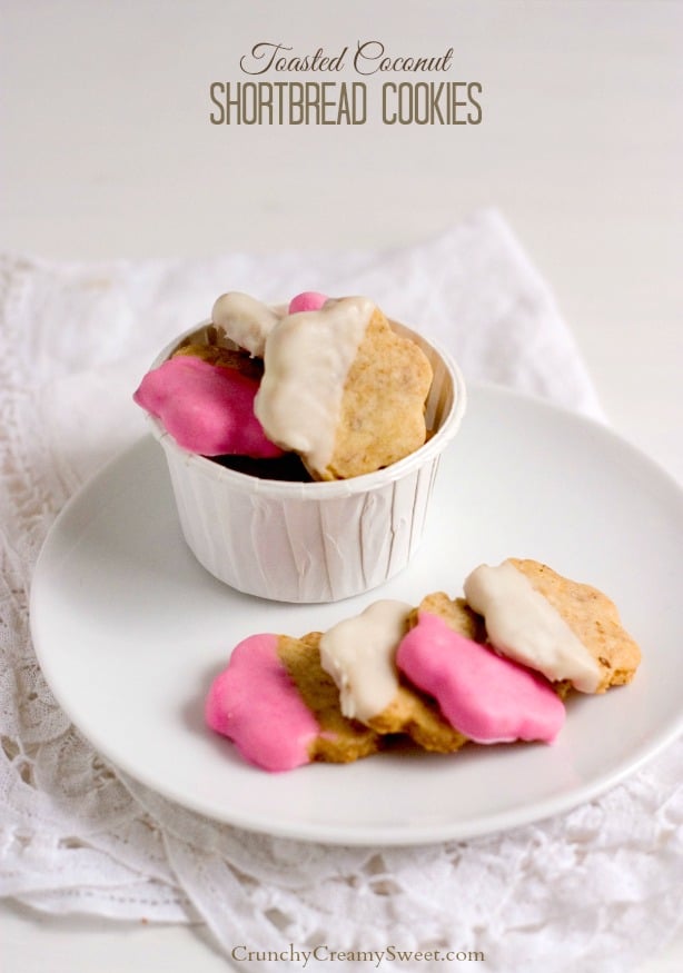 Chocolate Dipped Coconut Shortbread Cookies - small treat with lots of flavor! Only 4 ingredients are needed to make these delicious shortbread cookies!