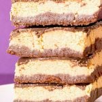 Peanut Butter Brownie Truffle Bars stacked up.