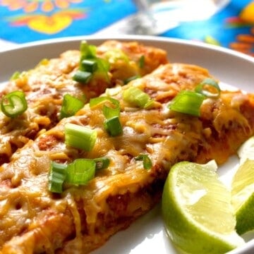 Quinoa enchiladas on a plate.