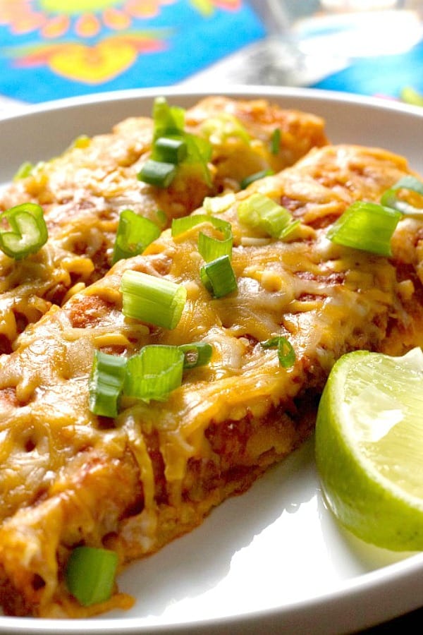 Black Beans and Quinoa Enchiladas on a plate.