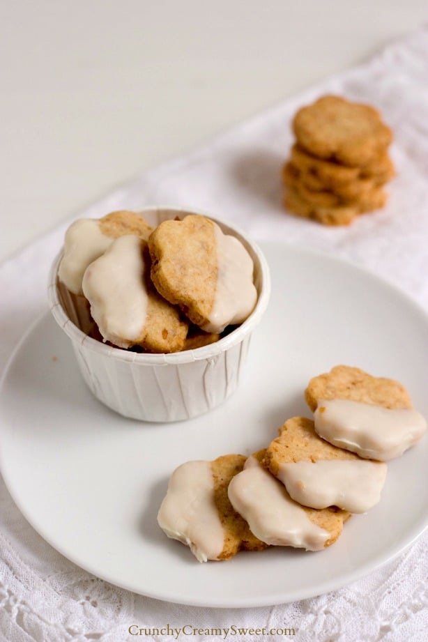 Chocolate Dipped Coconut Shortbread Cookies - small treat with lots of flavor! Only 4 ingredients are needed to make these delicious shortbread cookies!