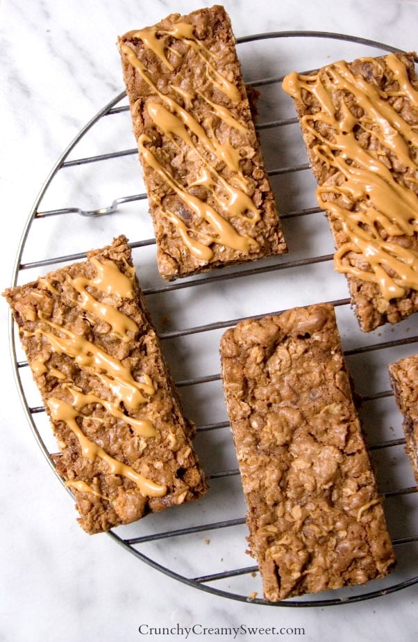 Breakfast Cookie Bars with Peanut Butter Drizzle