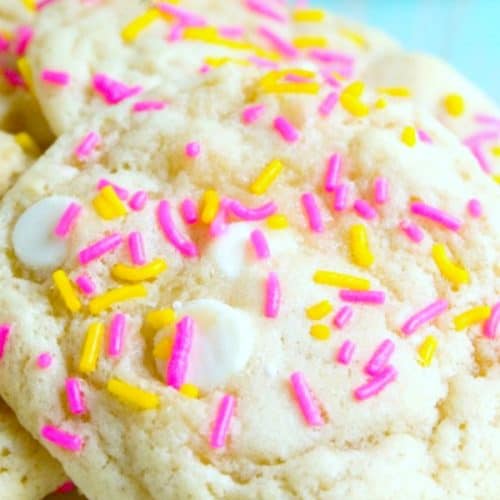 Funfetti Birthday Cake Cookies on a plate.