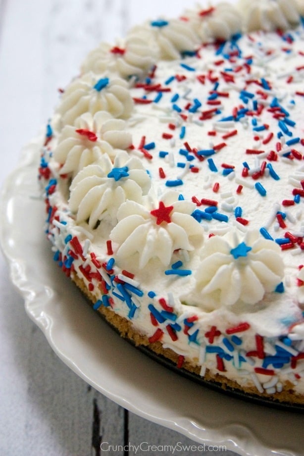 4th of July No Bake Cheesecake from CrunchyCreamySweet.com