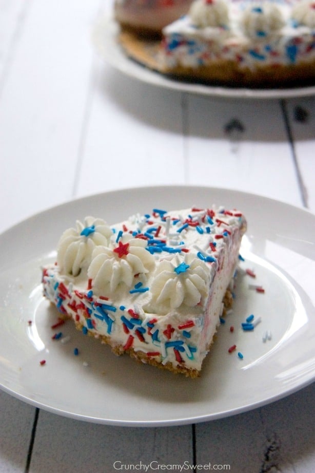4th of July No Bake Cheesecake with Funfetti 4th of July No Bake Cheesecake Recipe
