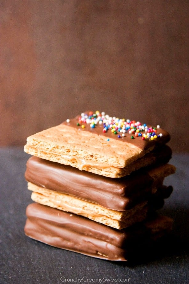 Chocolate Dipped Peanut Butter Graham Cracker Treats by Crunchy Creamy Sweet
