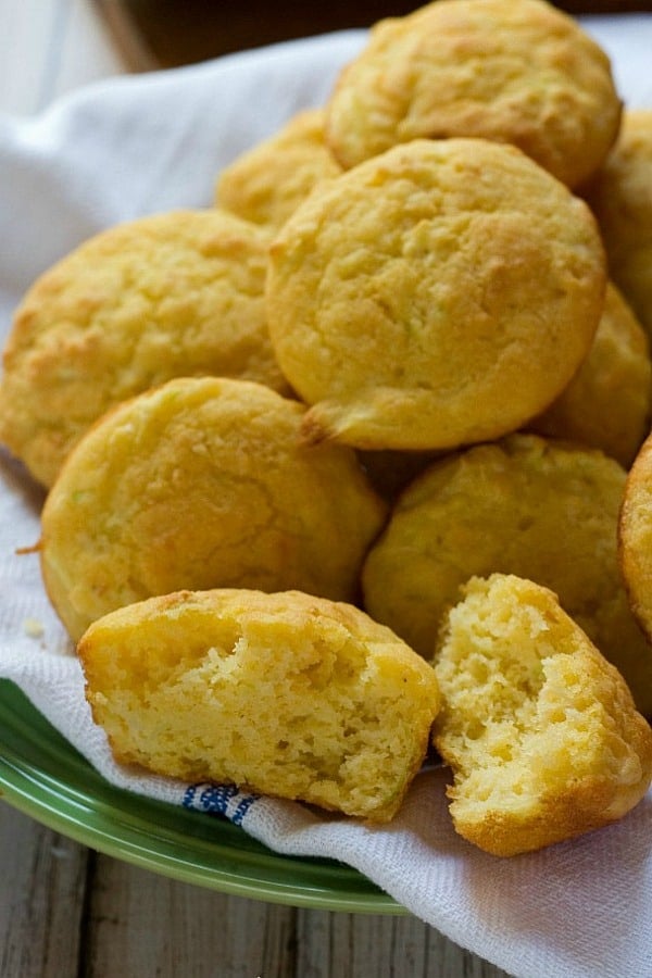 Zucchini cornbread Muffins on a plate.