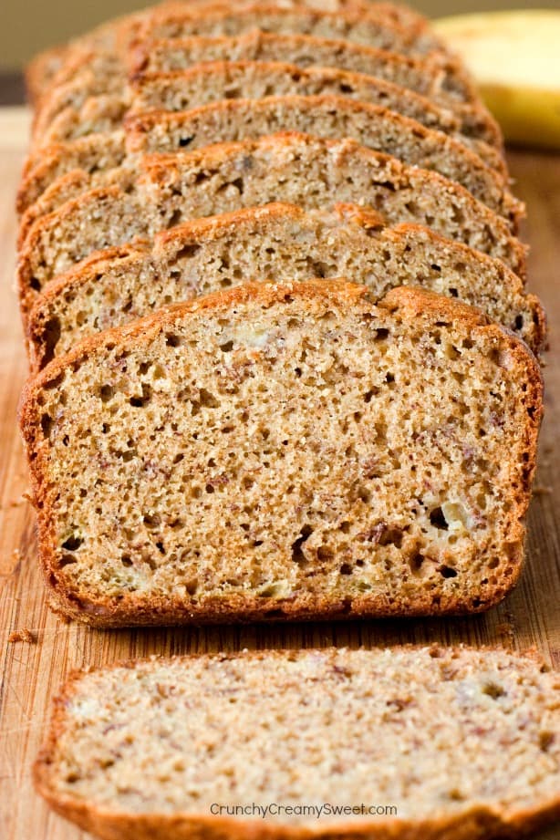 Banana Bread made with whole wheat flour and plain yogurt