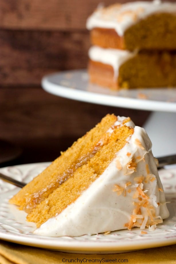 Pumpkin Layer Cake with Orange Ginger Filling and Cinnamon Cream Cheese Frosting from Crunchy Creamy Sweet blog