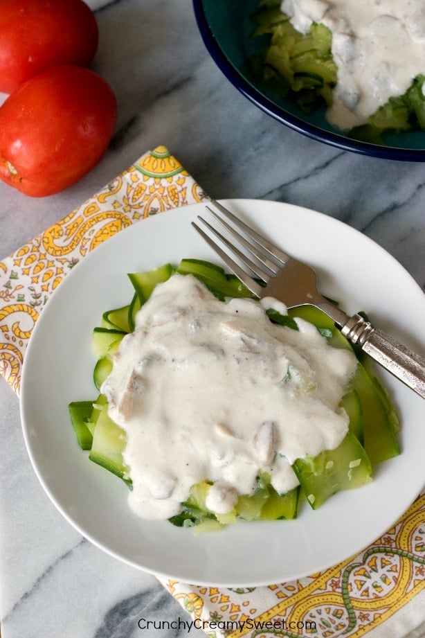 Zucchini Noodles with Creamy Garlic Mushroom Sauce