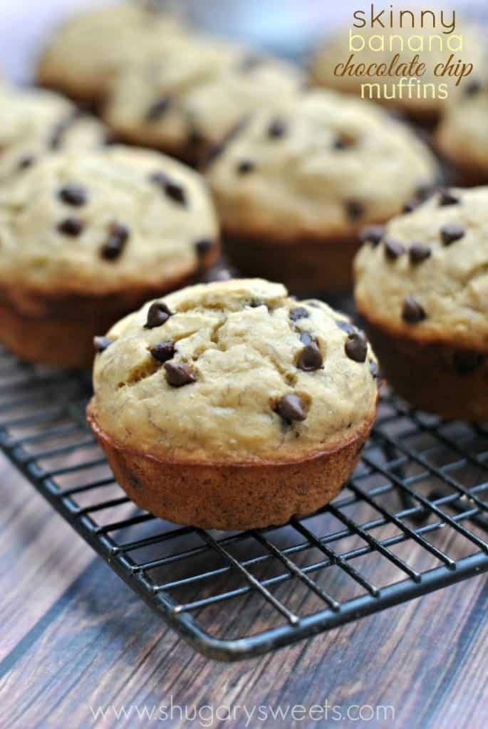 skinny banana chocolate chip muffins