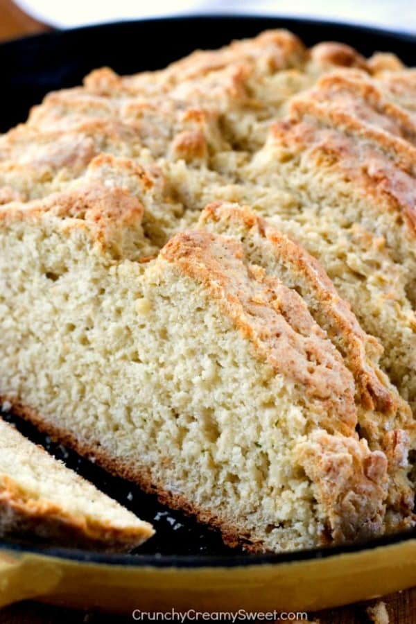 Sliced Parmesan Ranch Bread in a skillet.