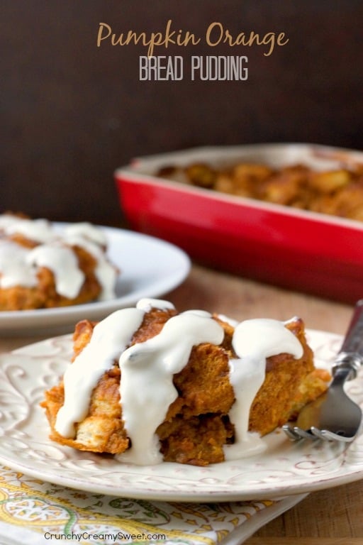 Pumpkin Orange Bread Pudding with Cream Cheese Glaze delicious idea for a Thanksgiving breakfast or brunch