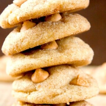 Butterscotch Snickerdoodle Cookies stacked up.
