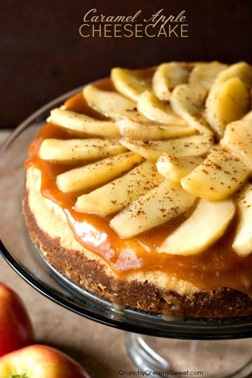 Caramel Apple Cheesecake - decadent and indulgent cheesecake with apples and caramel