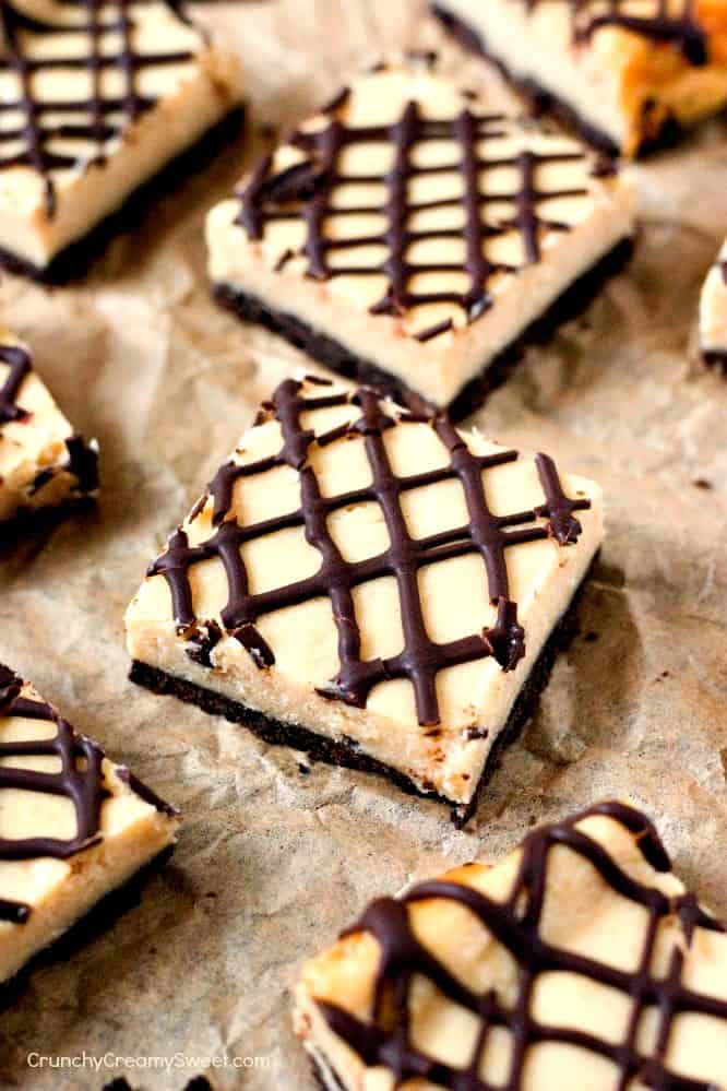 Chocolate Drizzled Peanut Butter Cheesecake Peanut Butter Chocolate Cheesecake Bars